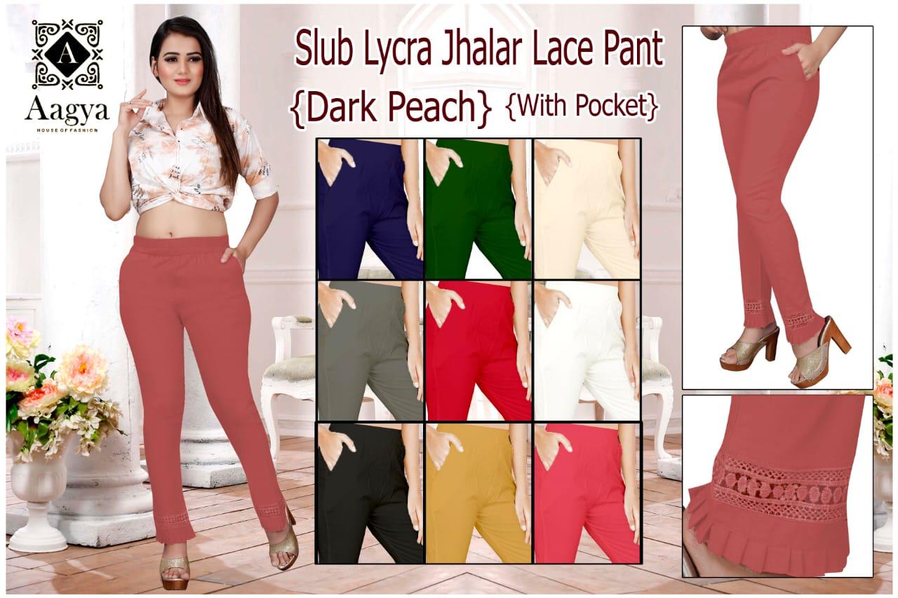 Aagya Jhalar latest Fancy Designer Lace Pant Rayon Strechable Bottom Wear